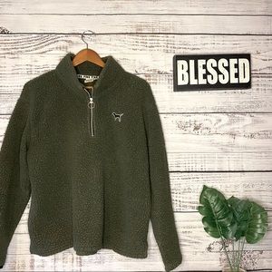 VS Pink Olive Green Sherpa Zip Up